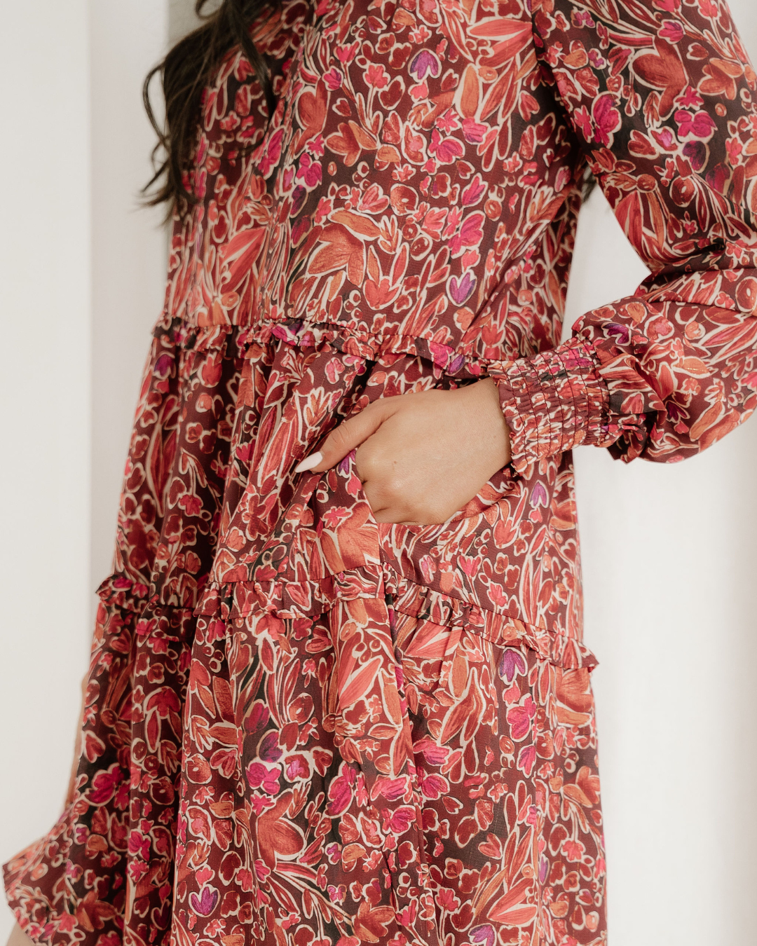 lilith long sleeve Lilith Long Sleeve Shirred High Neck Loose Mini Dress view 6 (dress) - shop at us.meeeshop
