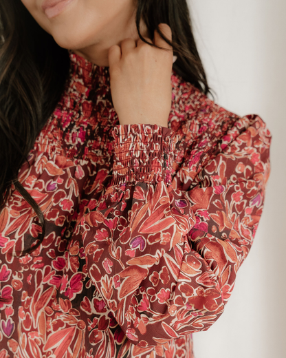 lilith long sleeve Lilith Long Sleeve Shirred High Neck Loose Mini Dress view 7 (dress) - shop at us.meeeshop