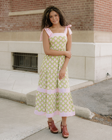 Lily Detail Knot Straps Maxi Dress - Green in M view 2 - Green Dress