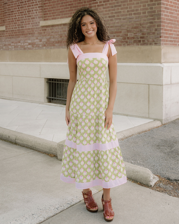 Lily Detail Knot Straps Maxi Dress - Green in S - Green Dress