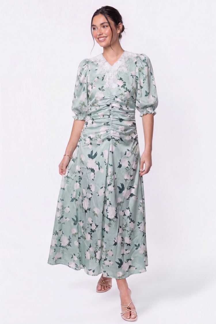 Lina Dress (green Pattern) XS (dress) - lena green dress, lime green dress near me, edward green lina s - shop at us.meeeshop