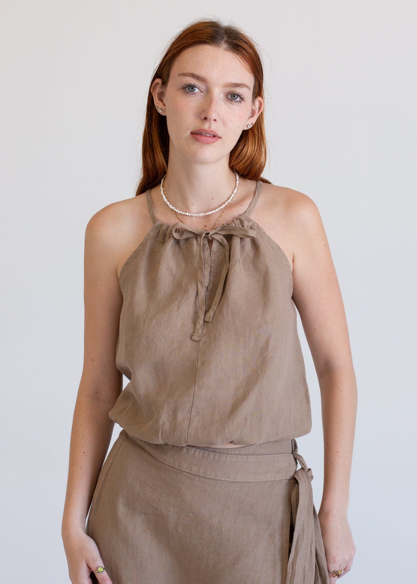 Linen Halter Tank in XS - Linen Halter Tank Top