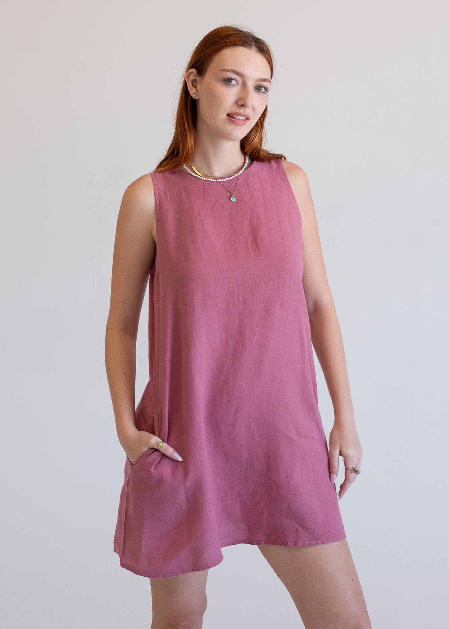 Linen Mini Dress XS view 3 (dress) - linen mini dress women, linen mini dress white, linen mini dress z - shop at us.meeeshop