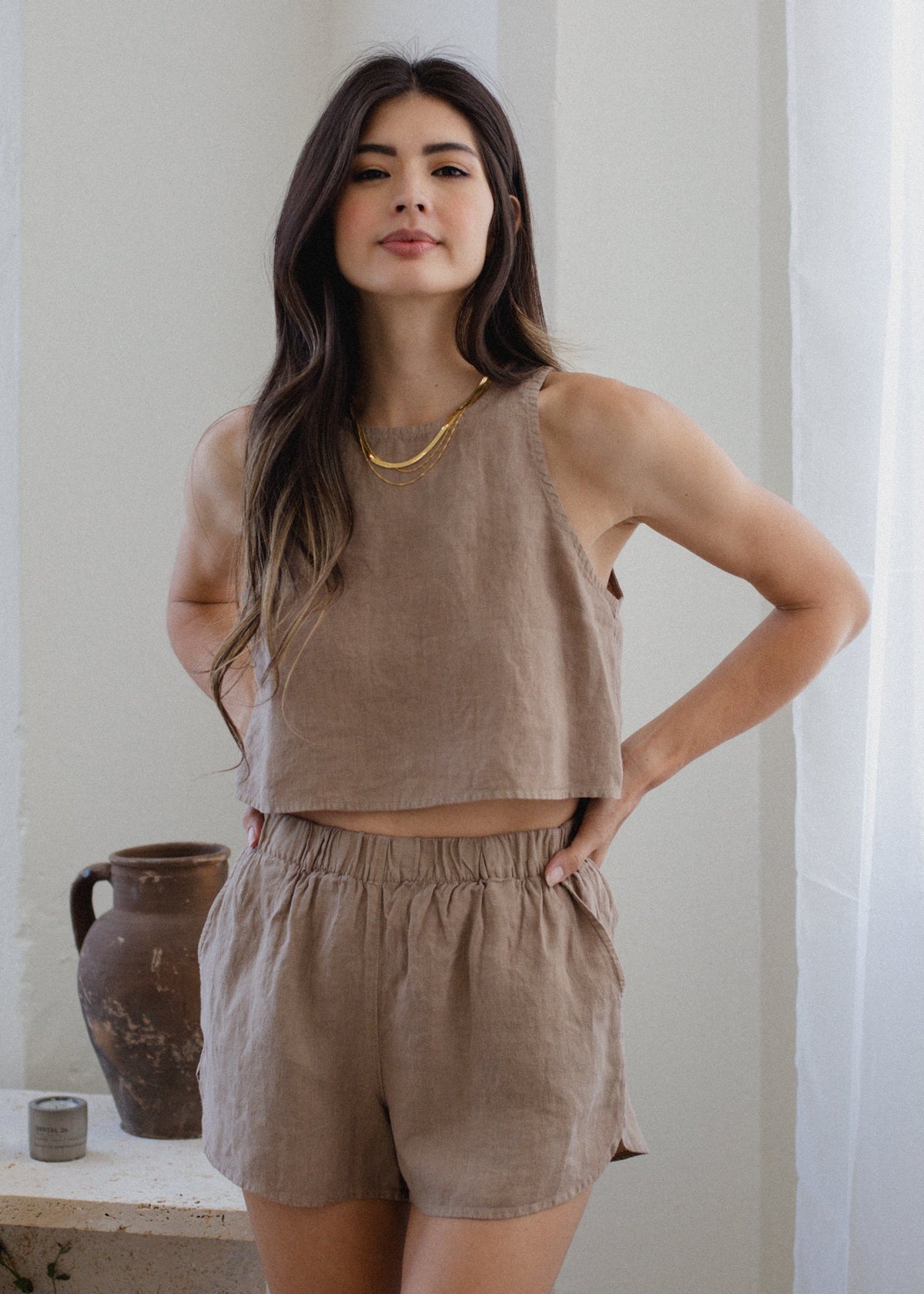 Linen Pull-on Shorts - MeeeShop Women's Fashion