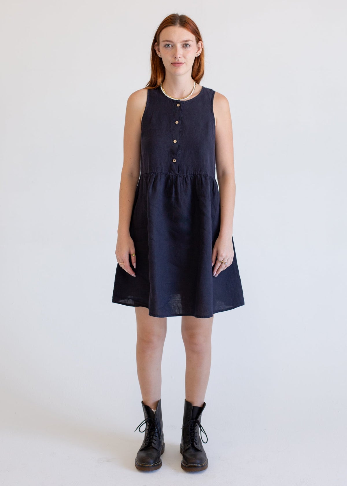 Linen Sleeveless Smock Dress - MeeeShop Women's Fashion