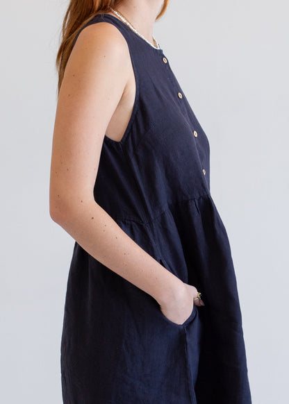 Linen Sleeveless Smock Dress in XS view 2 - Linen Sleeveless Dresses For Women