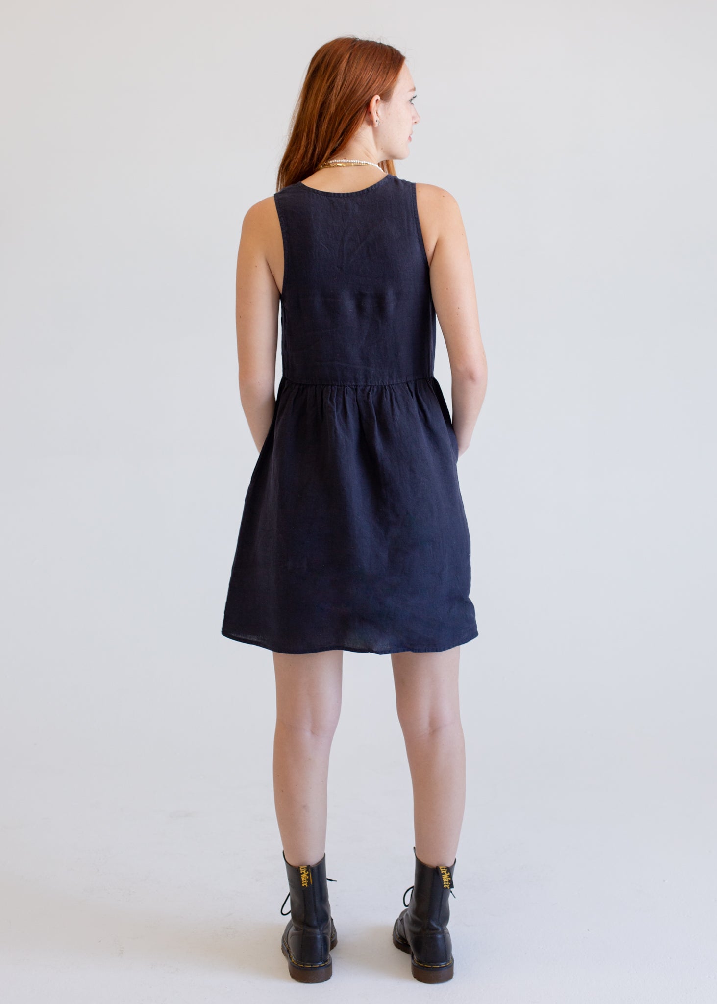 Linen Sleeveless Smock Dress in XS view 3 - Linen Sleeveless Dresses For Women