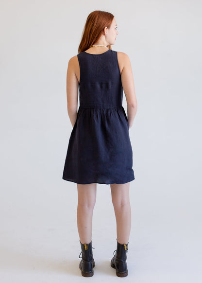Linen Sleeveless Smock Dress in XS view 3 - Linen Sleeveless Dresses For Women