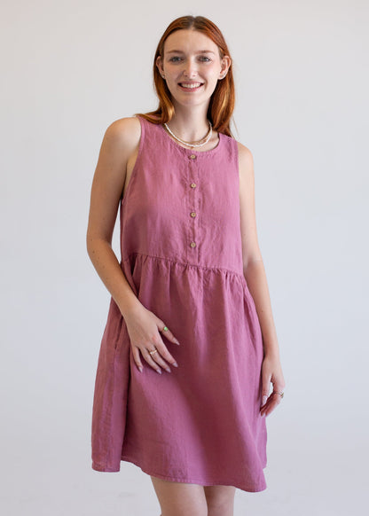 Linen Sleeveless Smock Dress in XS view 4 - Linen Sleeveless Dresses For Women