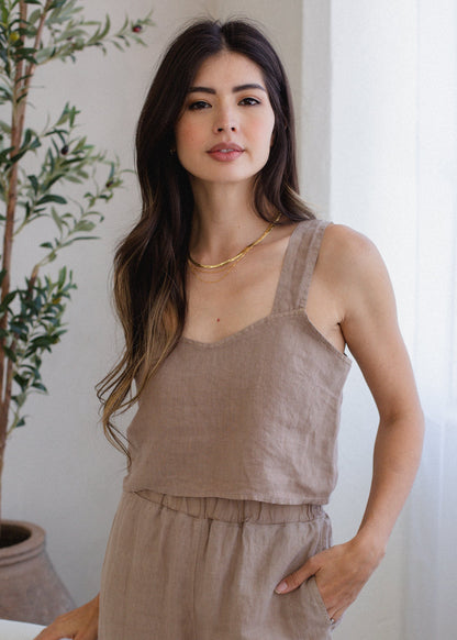 Linen Strap Tank in XS - Linen Strap Tank Top