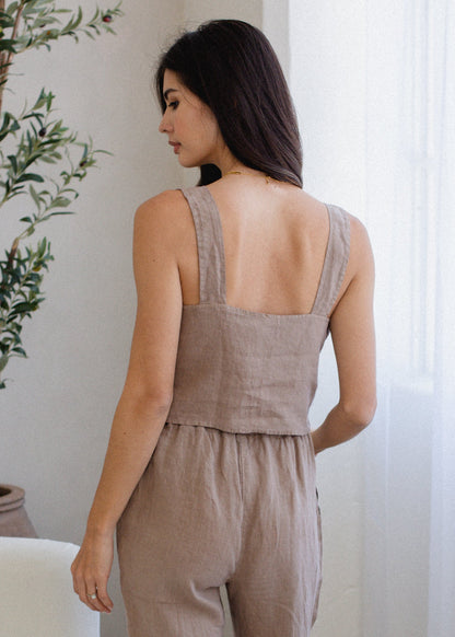 Linen Strap Tank in XS view 2 - Linen Strap Tank Top