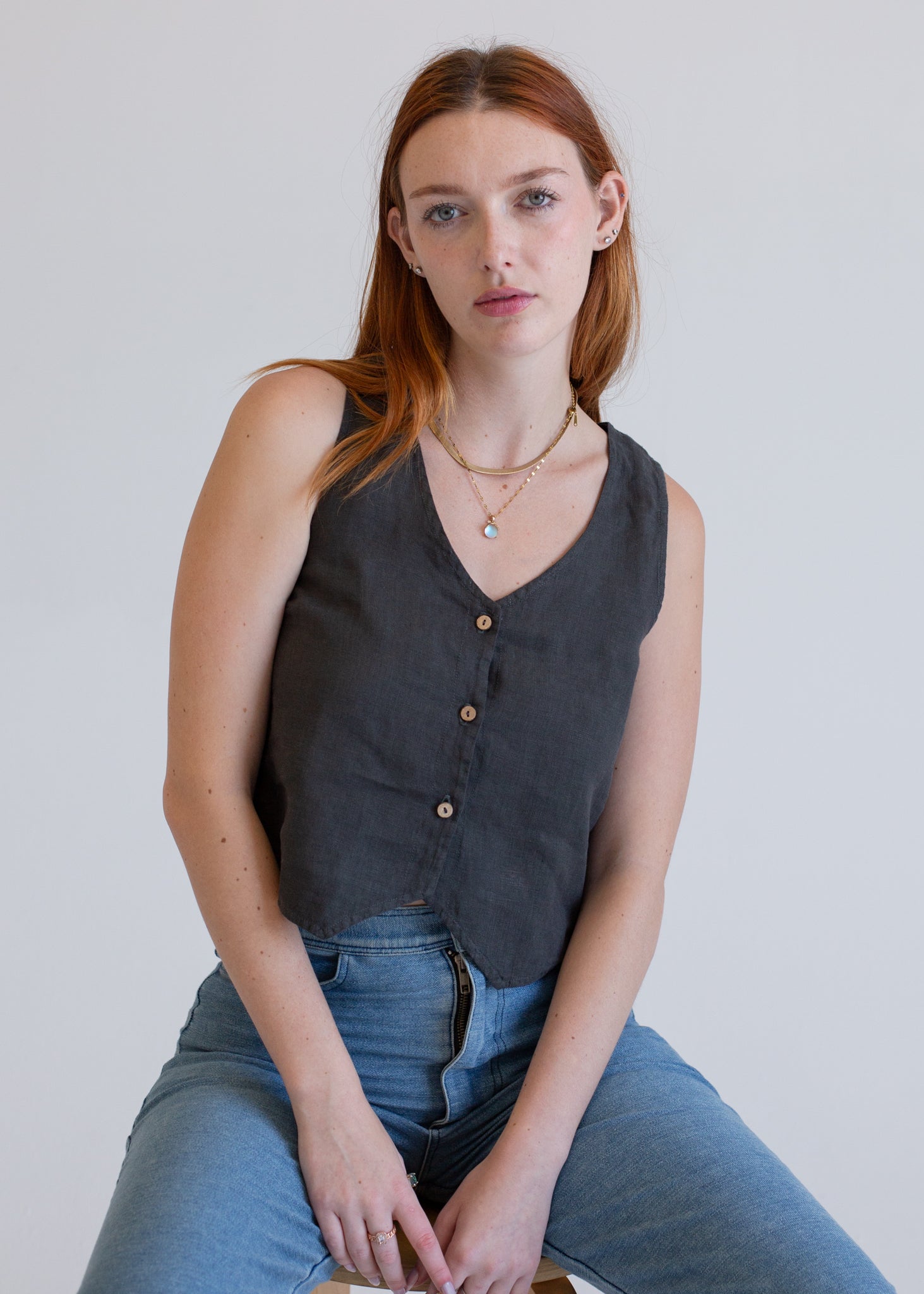 Linen Vest in S view 7 - Linen Vest Womens (layer)