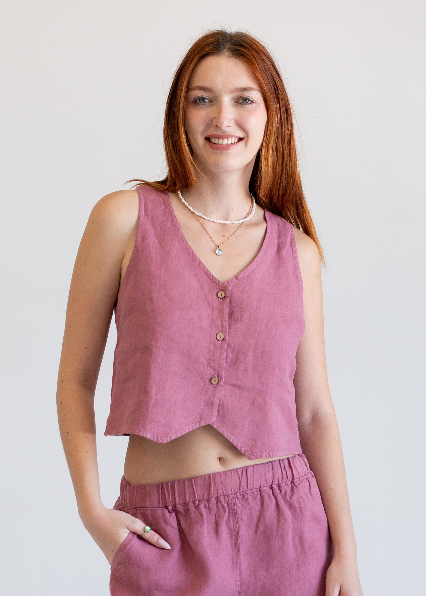 Linen Vest in XS - Linen Vest Womens (layer)