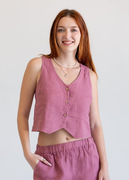 Linen Vest in XS - Linen Vest Womens (layer)