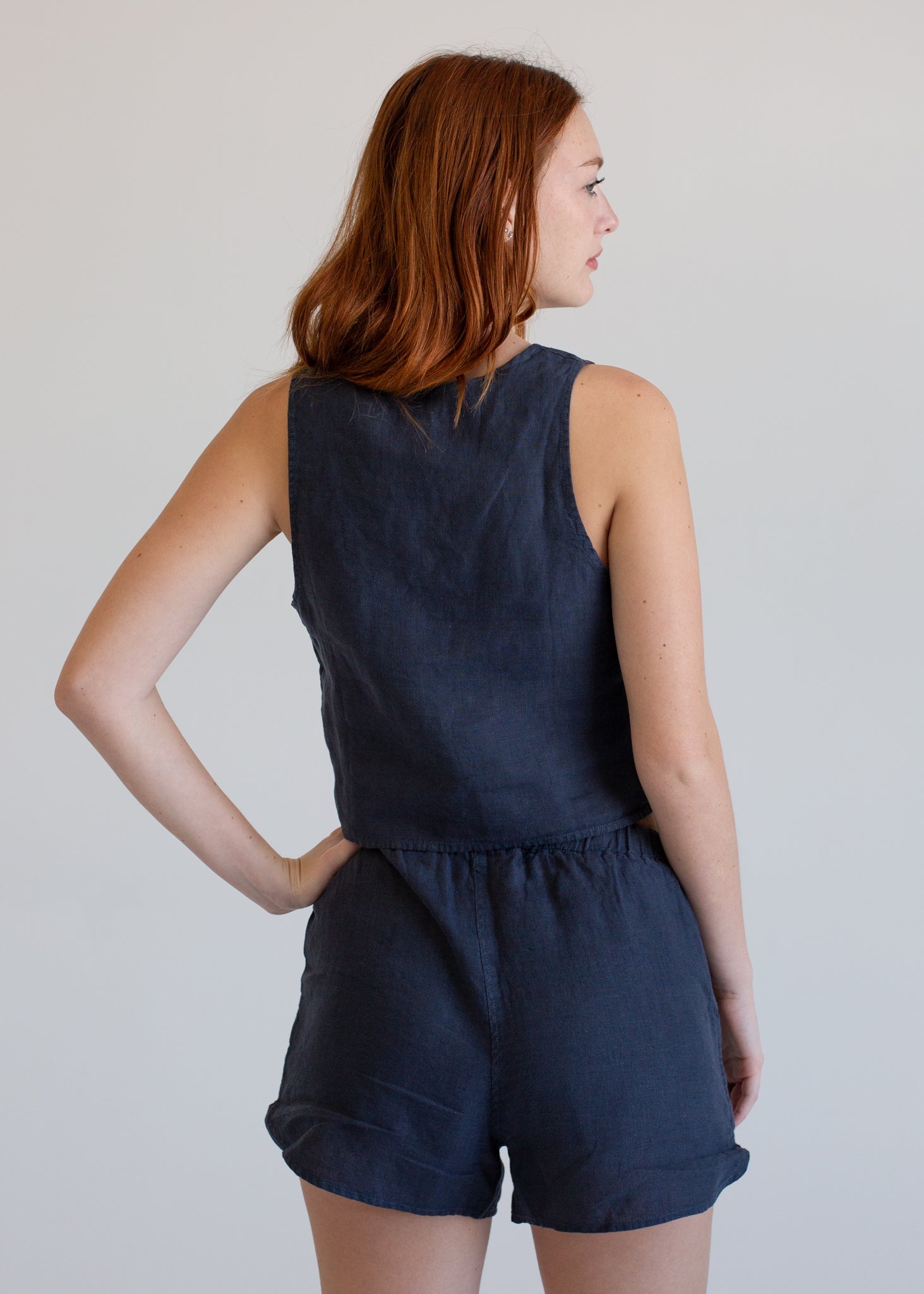 Linen Vest in XS view 3 - Linen Vest Womens (layer)