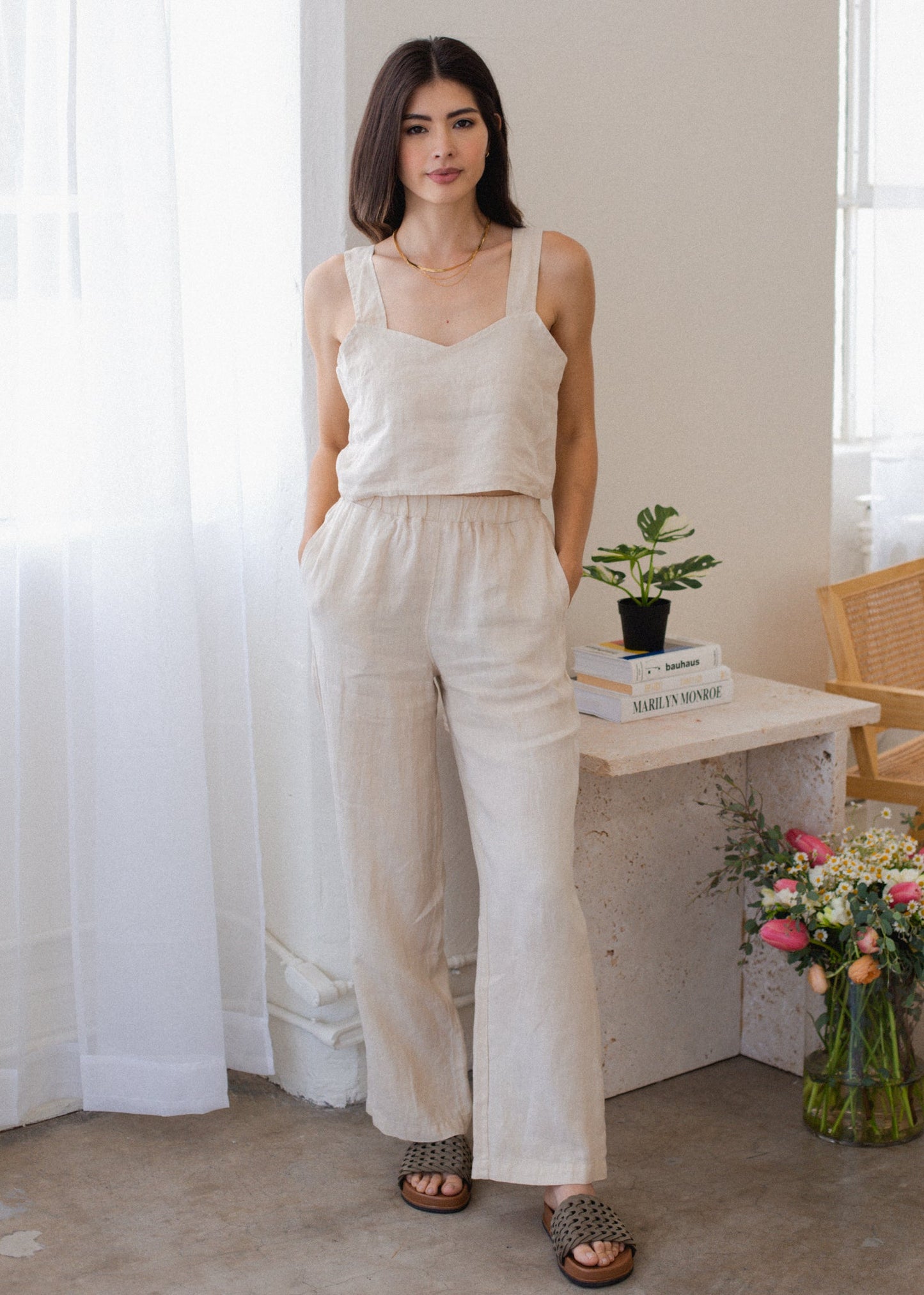Linen Wide Leg Pant in S view 6 - Linen Wide Pants (bottom)