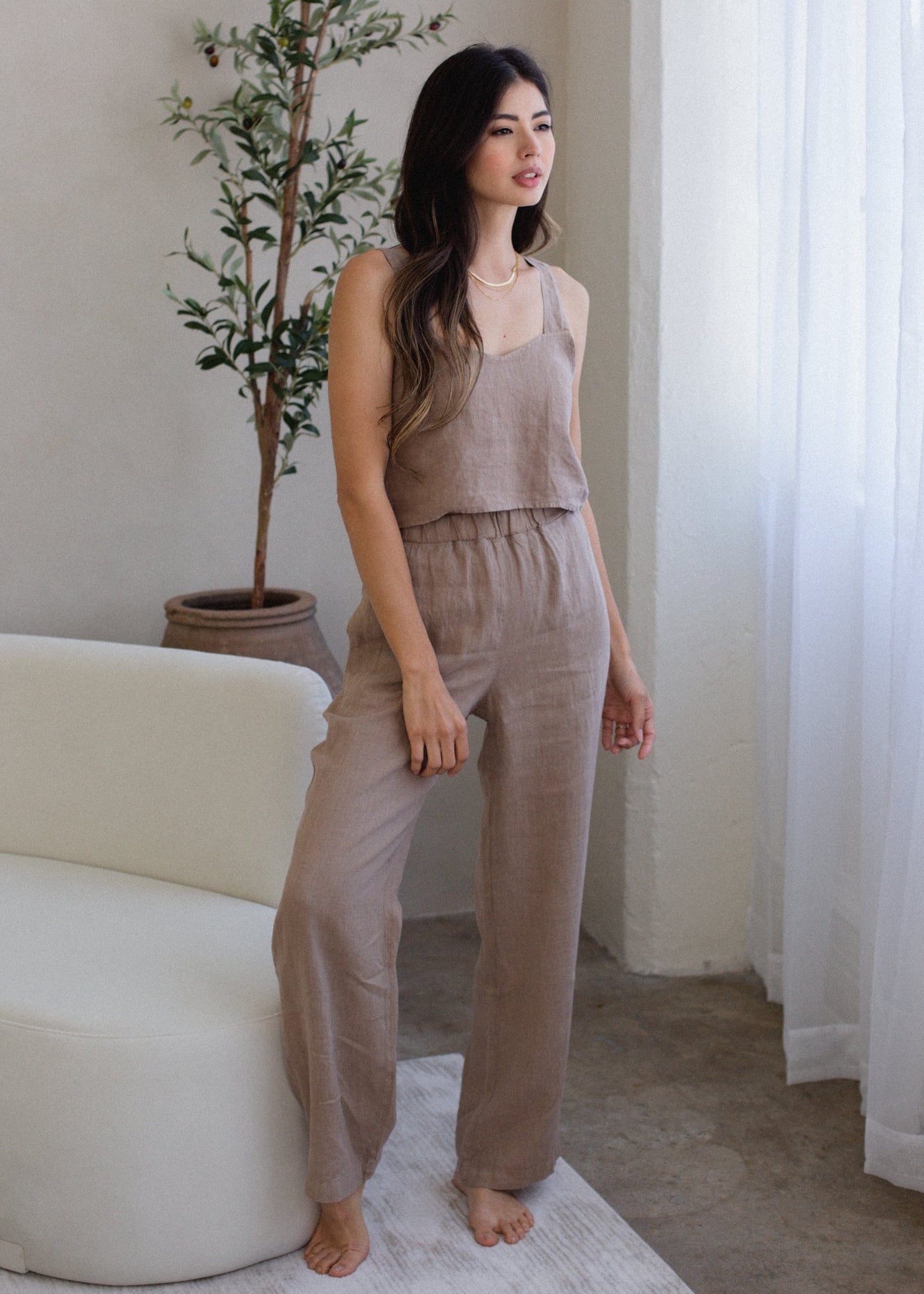 Linen Wide Leg Pant in XS - Linen Wide Pants (bottom)