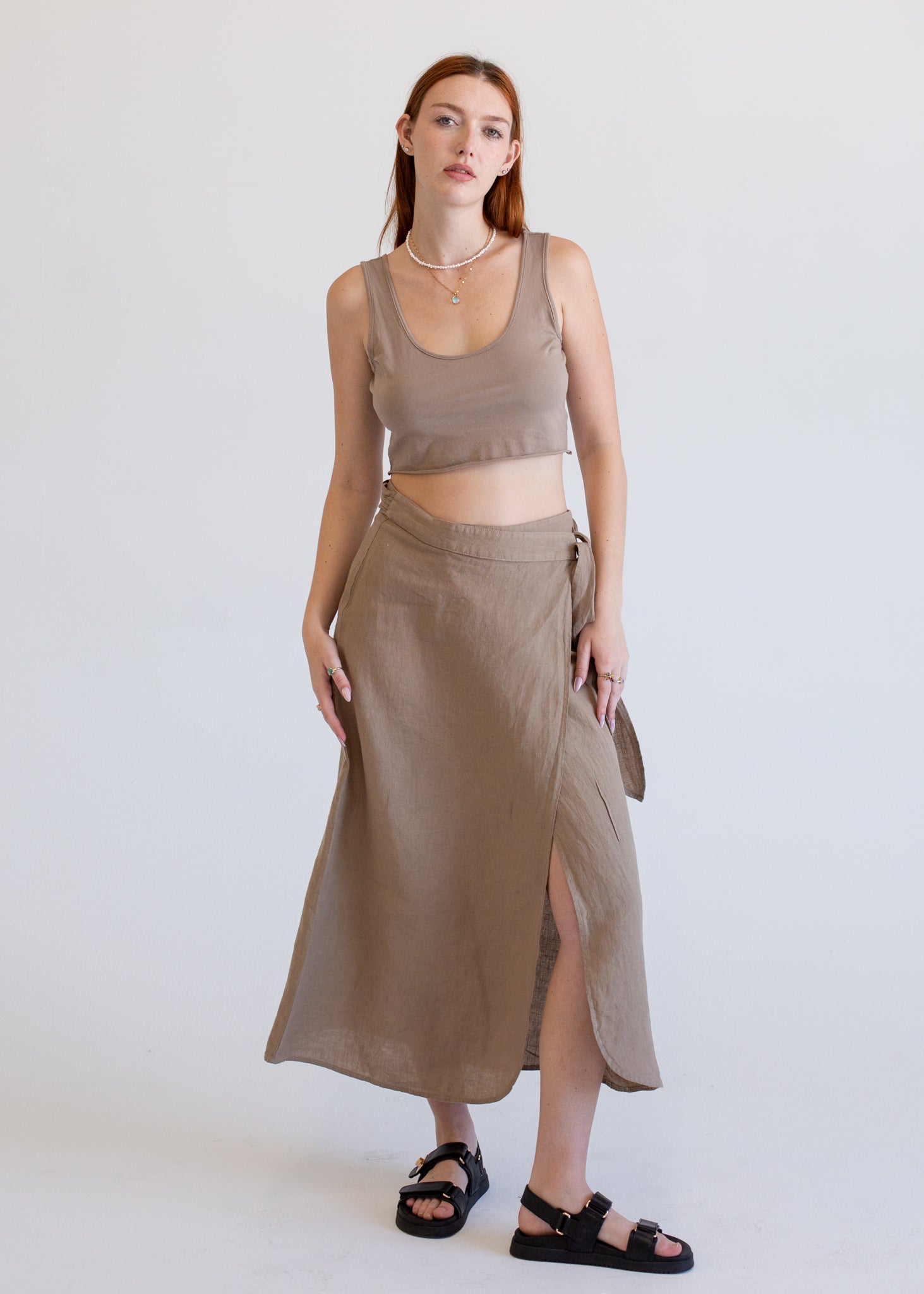 Linen Wrap Skirt in XS view 2 - Linen Wrap Midi Skirt