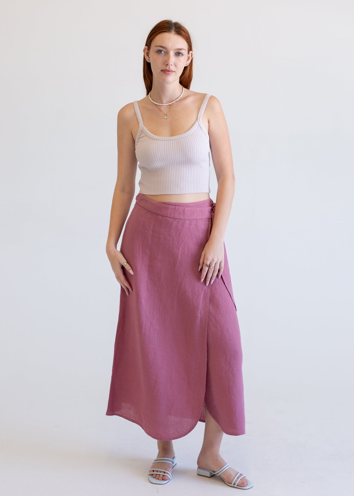 Linen Wrap Skirt in XS view 3 - Linen Wrap Midi Skirt