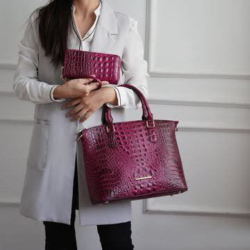 Liora Croc Embossed Tote Bag and Set in Croco Cognac view 2 - Lior Crossbody (one-piece)
