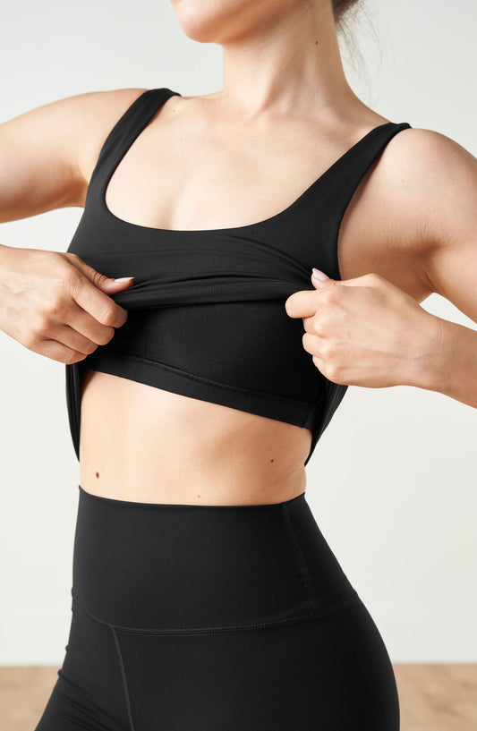 Lisse Compression Tank in Black / Noir view 2 - Long Compression Tanks (top)