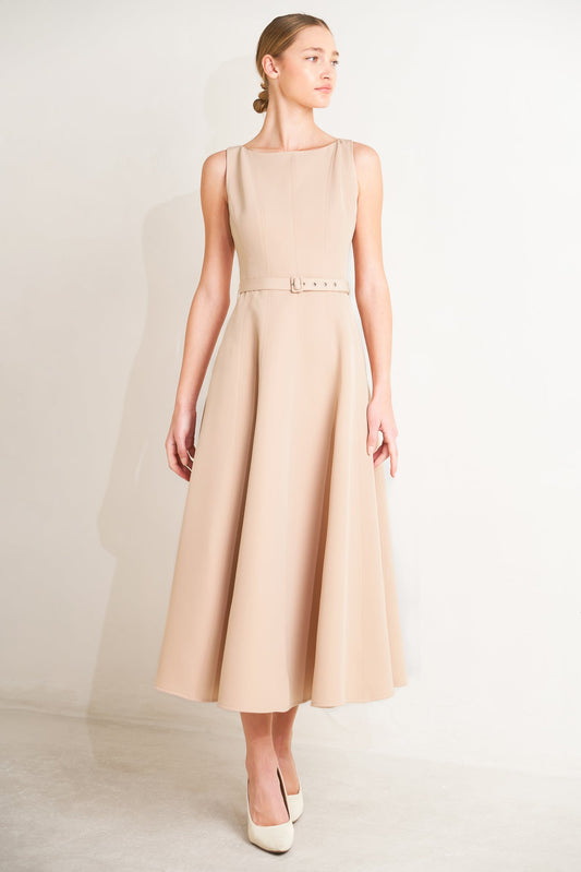 Living the Dream Woven Midi Dress in BEIGE view 2 - Dream Life Dress