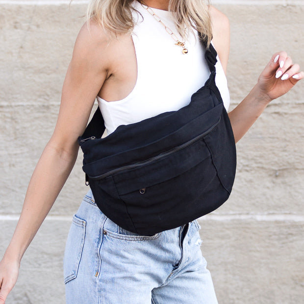 London Oversized Canvas Crescent Sling view 10 - Relaxed Fit (bag)
