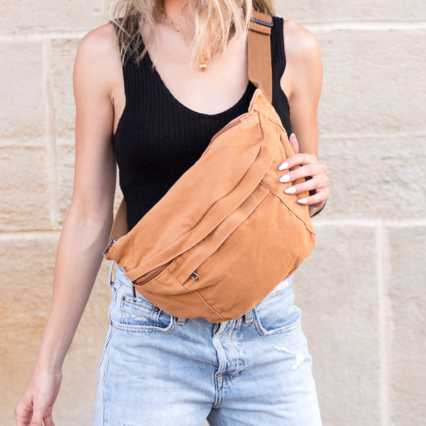 London Oversized Canvas Crescent Sling view 11 - Relaxed Fit (bag)