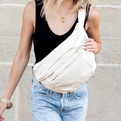 London Oversized Canvas Crescent Sling view 7 - Relaxed Fit (bag)