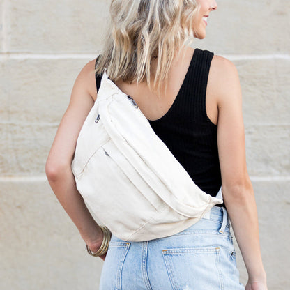 London Oversized Canvas Crescent Sling view 8 - Relaxed Fit (bag)