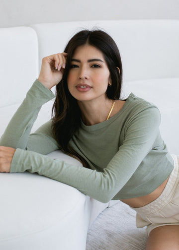 Long Sleeve Baby Crop Tee - MeeeShop Women's Fashion