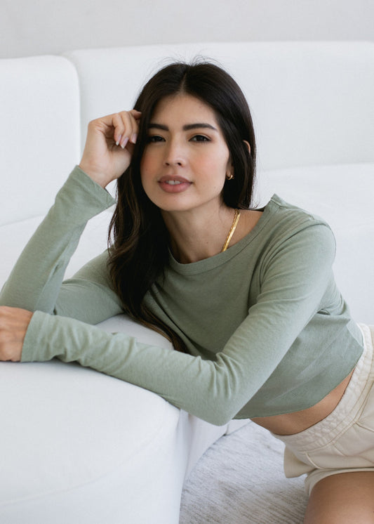 Long Sleeve Baby Crop Tee in XS - Long Baby Teeth (top)