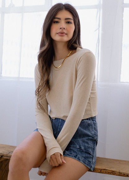 Long Sleeve Baby Crop Tee in XS view 4 - Long Baby Teeth (top)