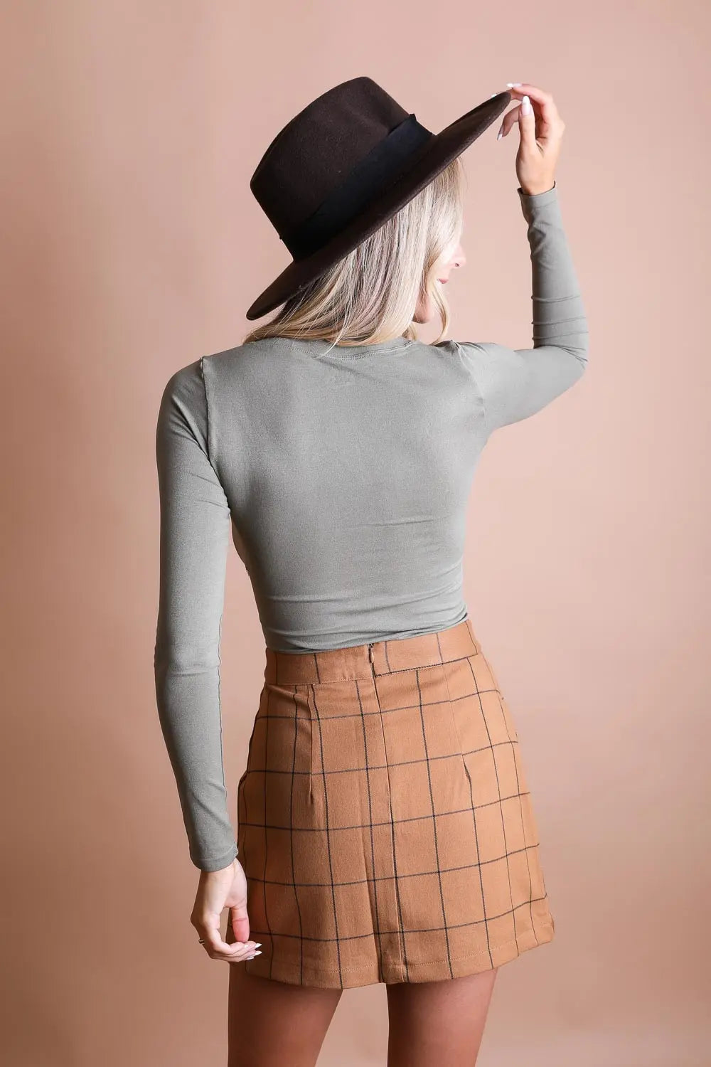 Long Sleeve Fitted Crop Top - MeeeShop Women's Fashion