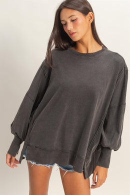 Hyfve Oversized Seam Detail Long Sleeve Top