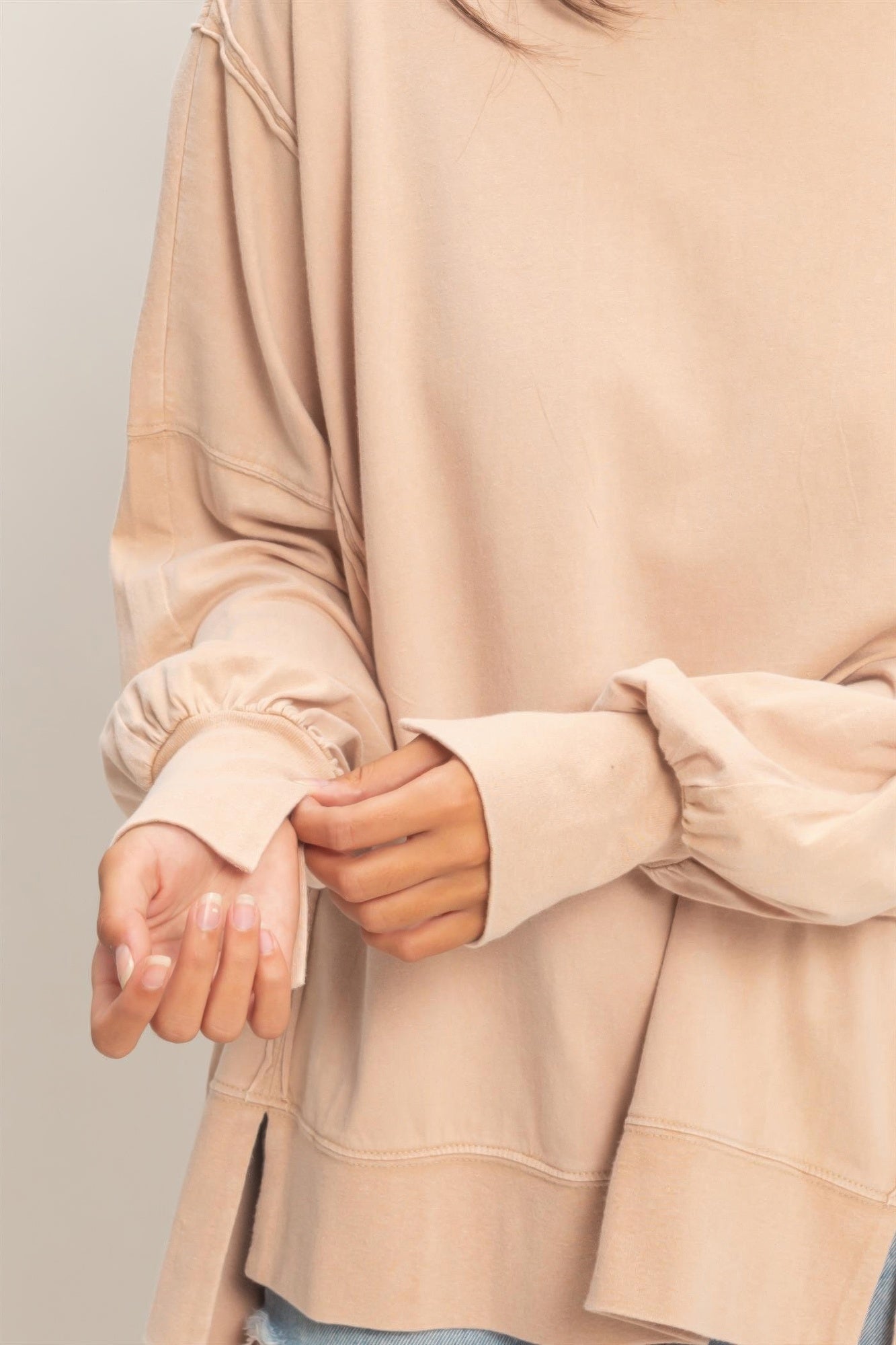 hyfve oversized seam Hyfve Oversized Seam Detail Long Sleeve Top view 9 (top) - shop at us.meeeshop