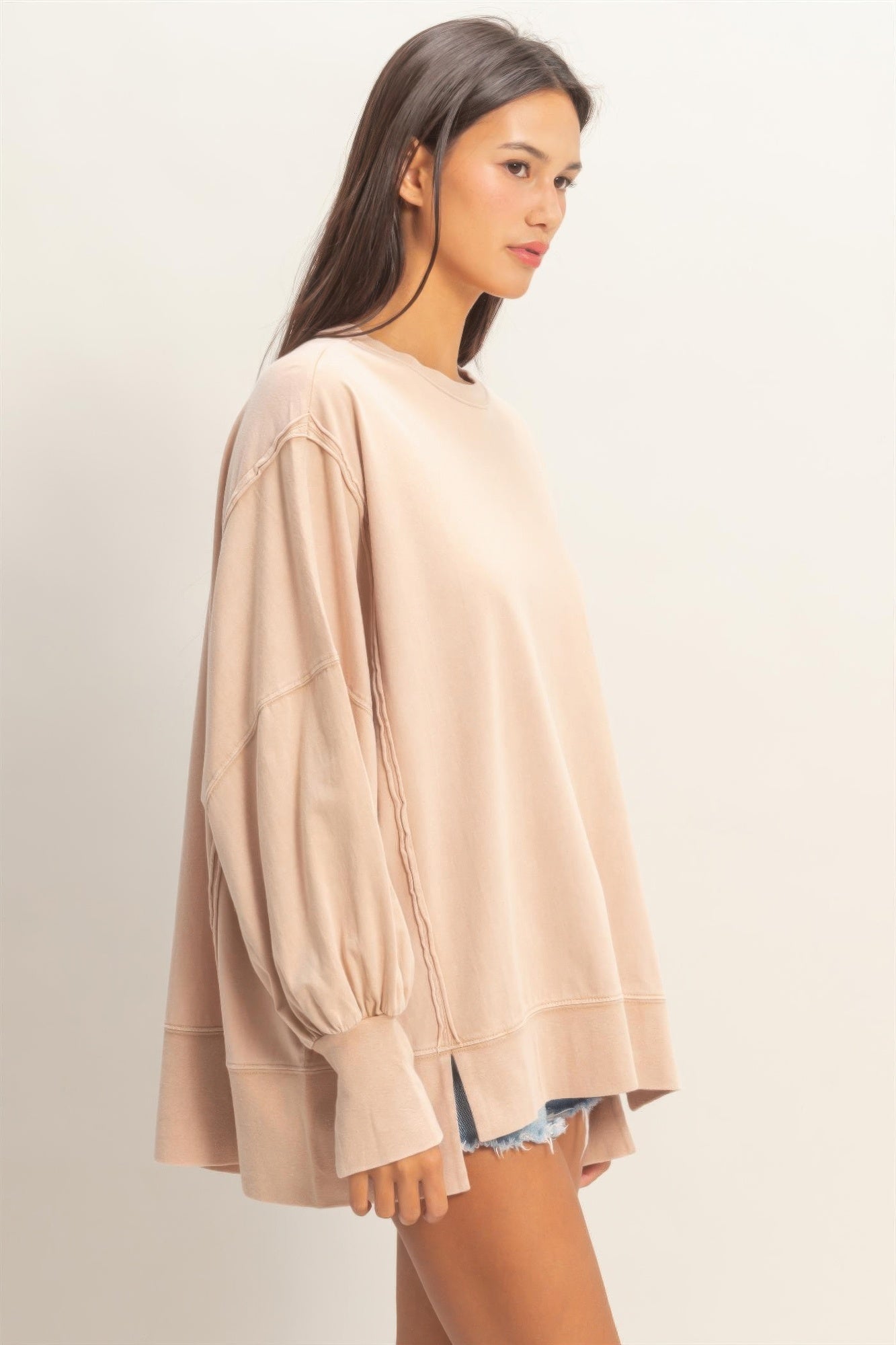 hyfve oversized seam Hyfve Oversized Seam Detail Long Sleeve Top view 8 (top) - shop at us.meeeshop
