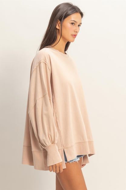 hyfve oversized seam Hyfve Oversized Seam Detail Long Sleeve Top view 8 (top) - shop at us.meeeshop