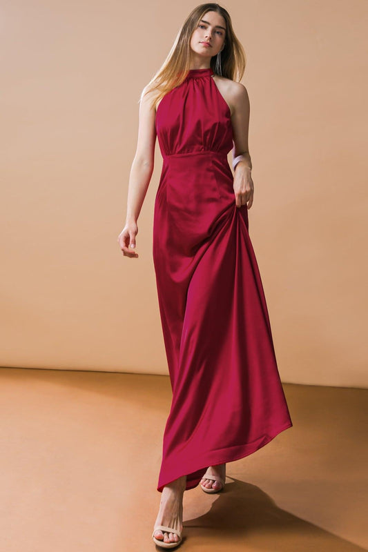 Lookbook Favorite Woven Midi Dress in BURGUNDY view 2 - Lookbook Fashion Dreamer
