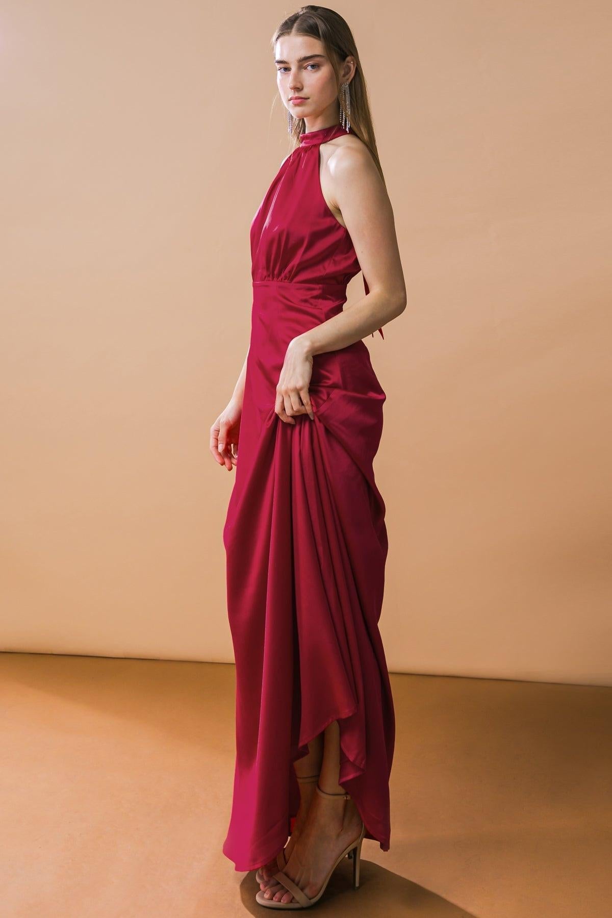 Lookbook Favorite Woven Midi Dress in BURGUNDY view 3 - Lookbook Fashion Dreamer