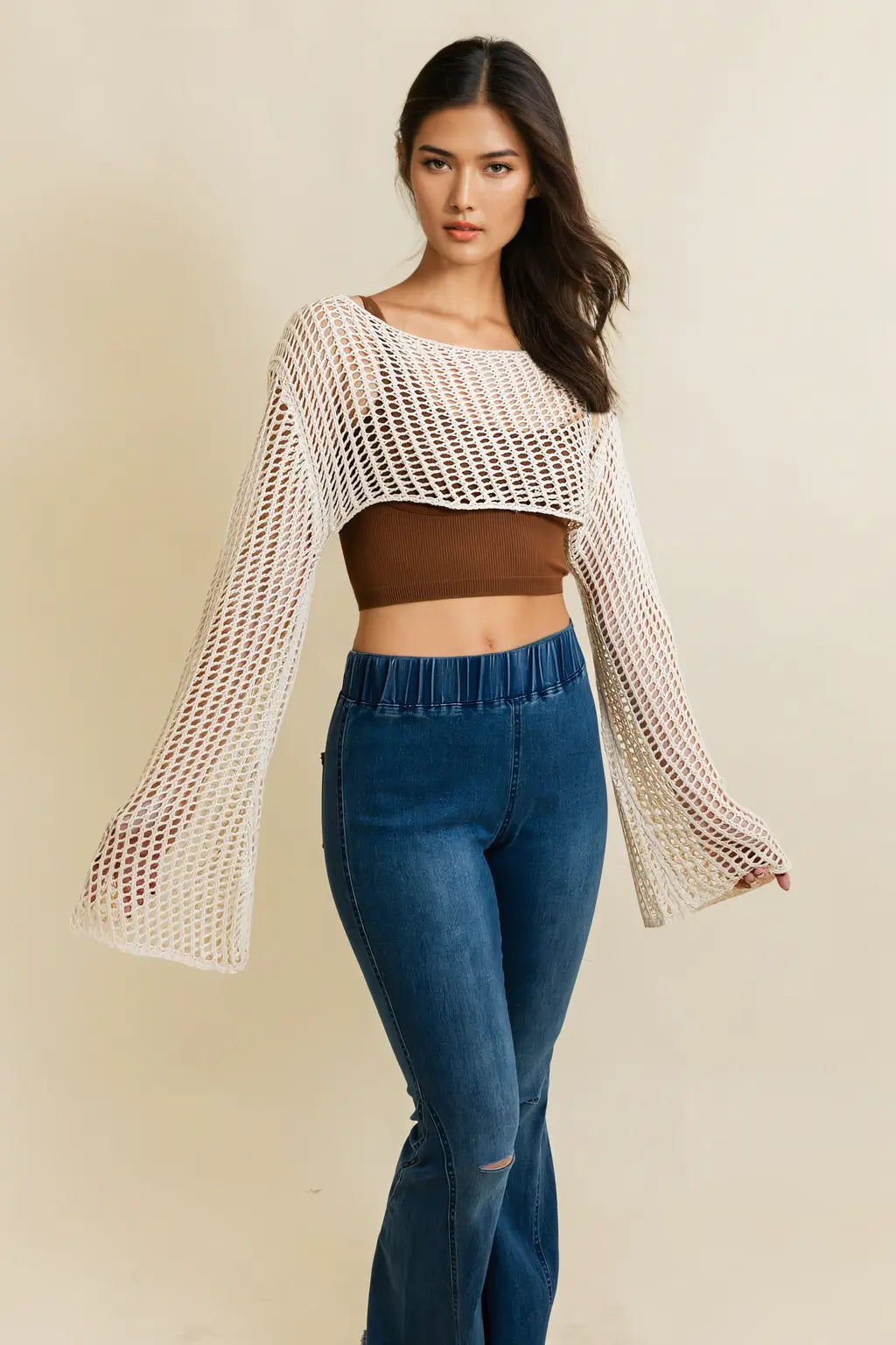 Loom Knitted Cropped Sweater - MeeeShop Women's Fashion