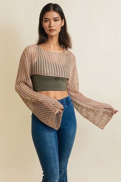 Loom Knitted Cropped Sweater - MeeeShop Women's Fashion