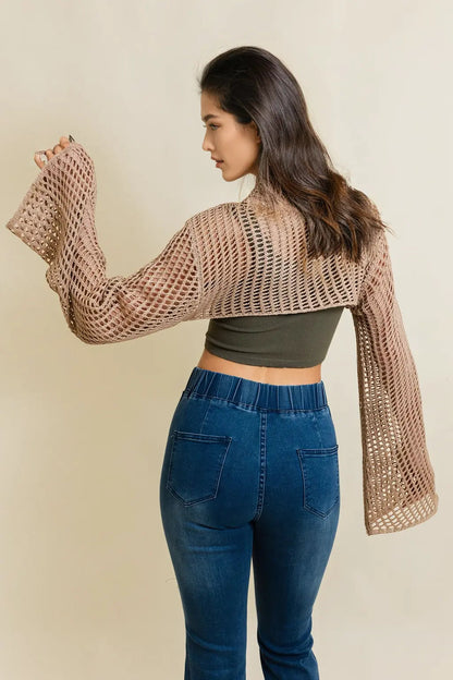 Loom Knitted Cropped Sweater - MeeeShop Women's Fashion