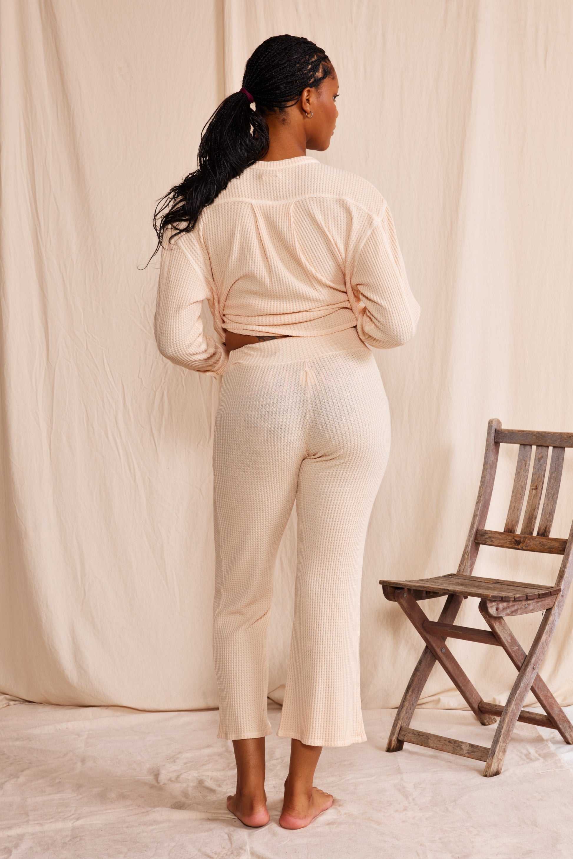 Lotus Waffle Pant in Ecru view 6 (bottom)