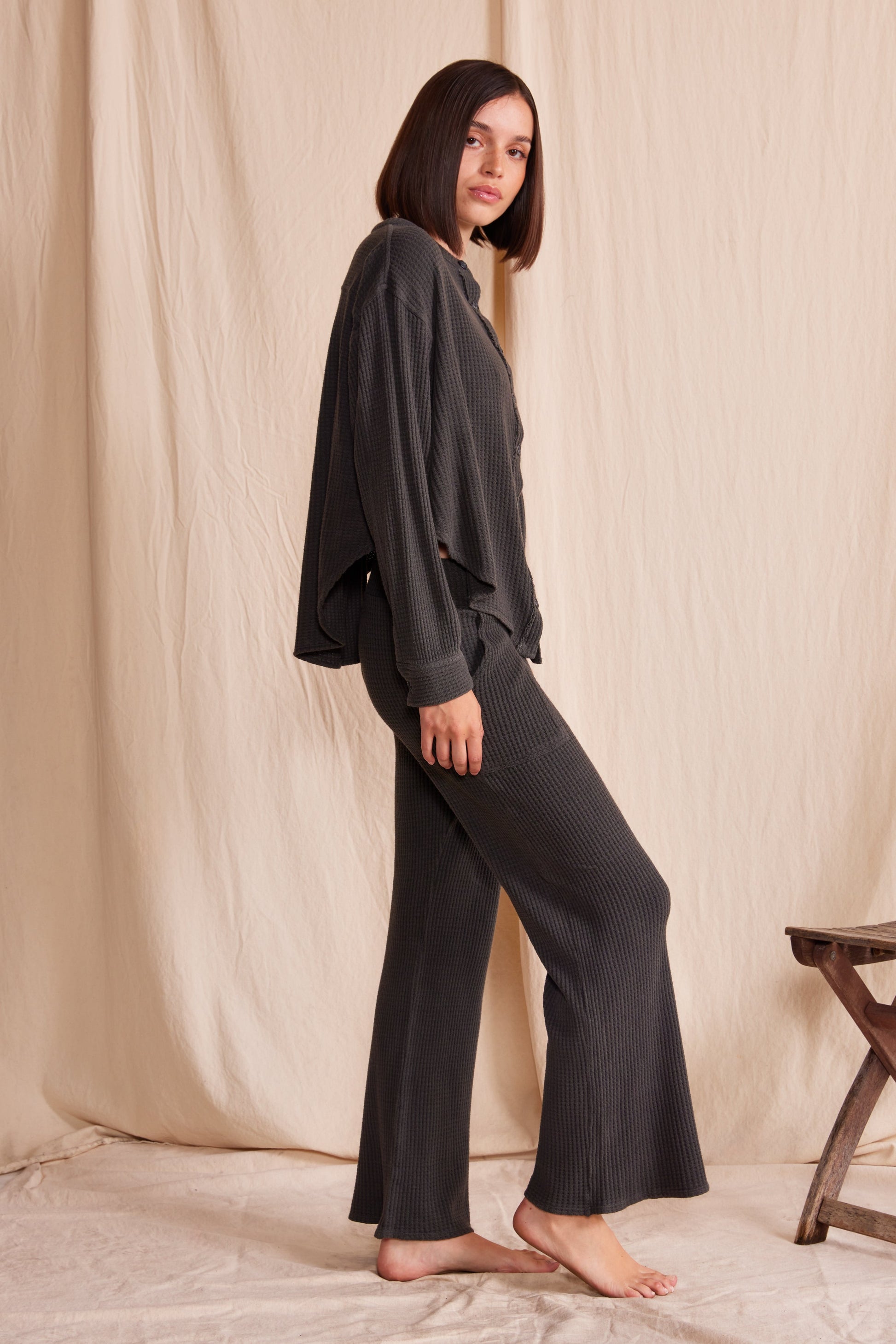 Lotus Waffle Pant in Vintage Black view 3 (bottom)