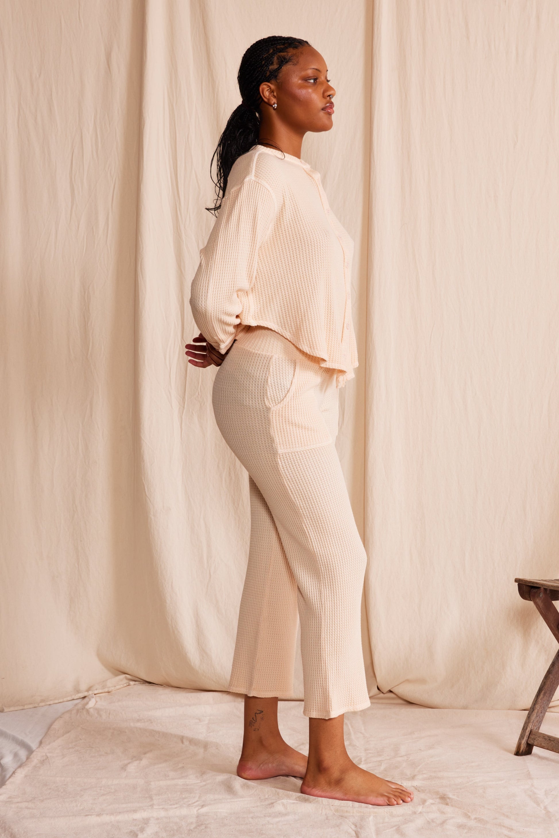 Lotus Waffle Pant in Vintage Black view 5 (bottom)