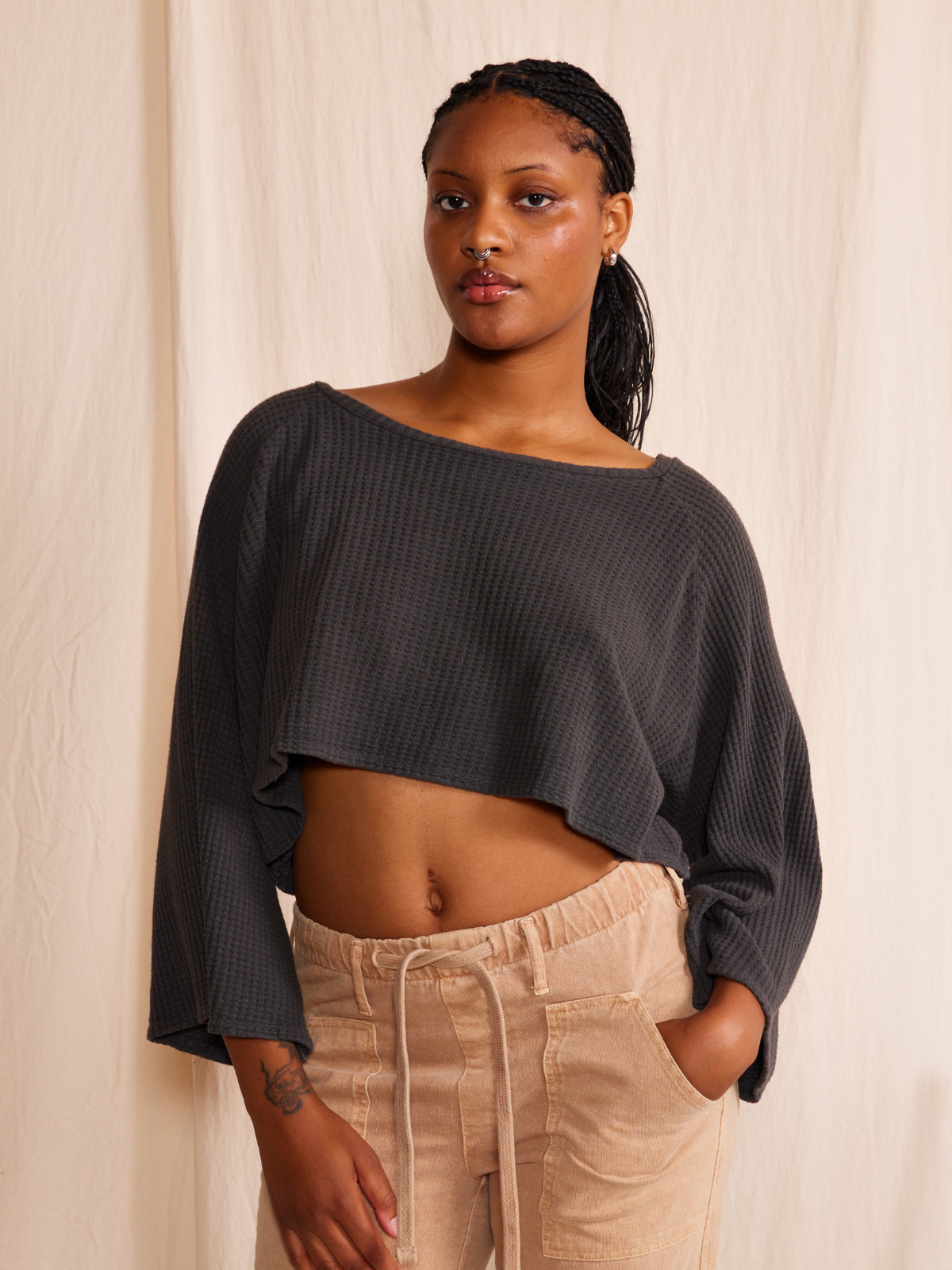 Lotus Waffle Top L view 7 (top) - waffle top, lotus waffle top - shop at us.meeeshop