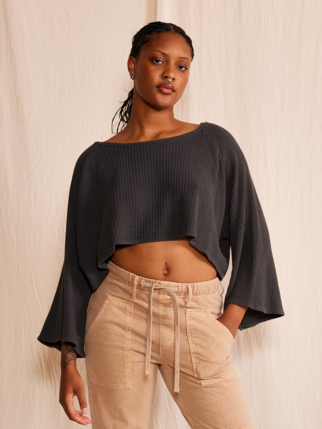 Lotus Waffle Top M view 6 (top) - waffle top, lotus waffle top - shop at us.meeeshop