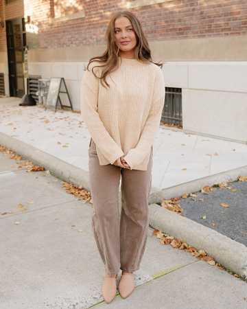 Lou Drop Shoulder Side Slits Loose Sweater in M view 2 - Relaxed Fit (top)