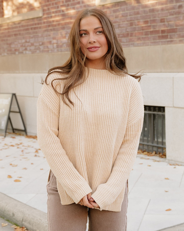 Lou Drop Shoulder Side Slits Loose Sweater in S - Relaxed Fit (top)